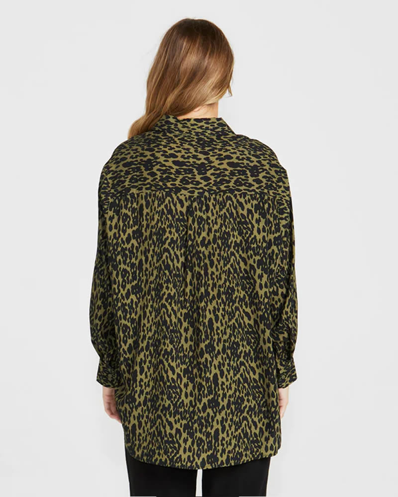 Sass Theo Khaki Animal Oversize Shirt