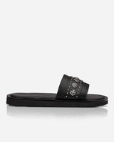 Sol Sana Cleo Leather Slides with Contrasting Metal Hardware