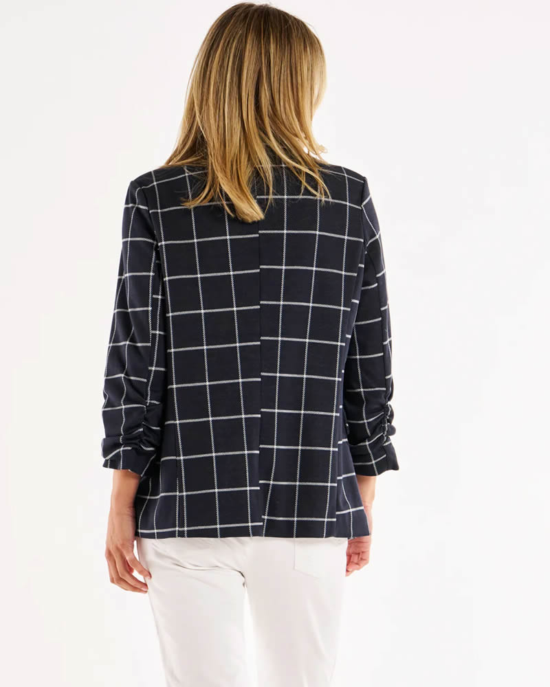 Betty Basics Check Jersey Blazer Navy