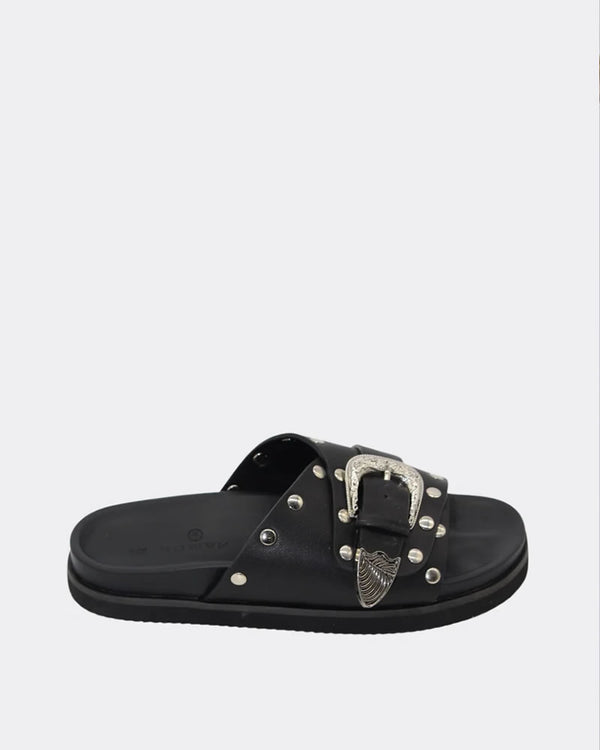 Human Shoes Aria Chunky Black Slides