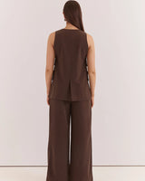 Sass Nevra Side Panel Vest Chocolate Brown