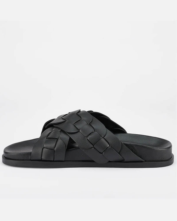  Sol Sana Santigold Black Leather Slides