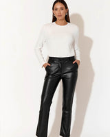 Adorne Tara Faux Leather Pants Black