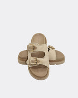Human Shoes Maple Platform Slides Natural