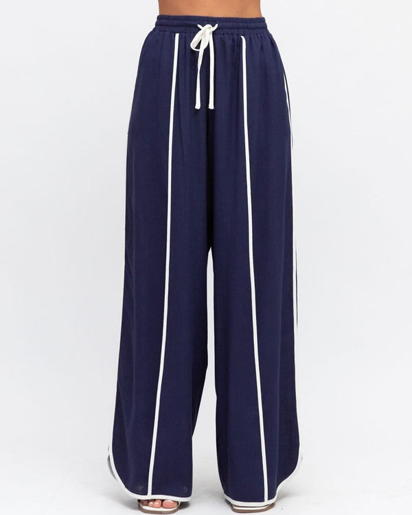  Label of Love Iris Wide Leg Contrast Trim Pants