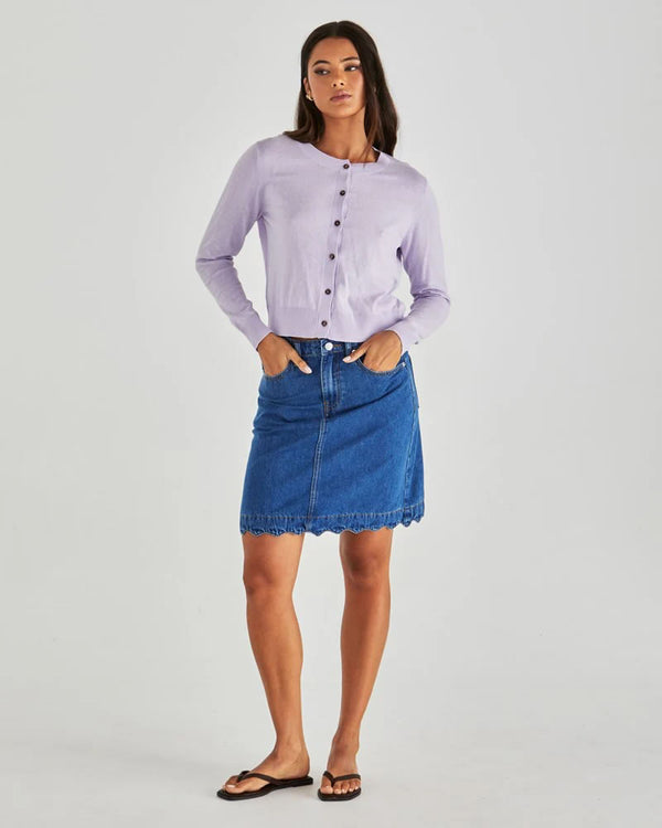  Sass Vale Denim Skirt Mid Wash Blue