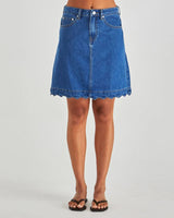 Sass Vale Denim Skirt Mid Wash Blue