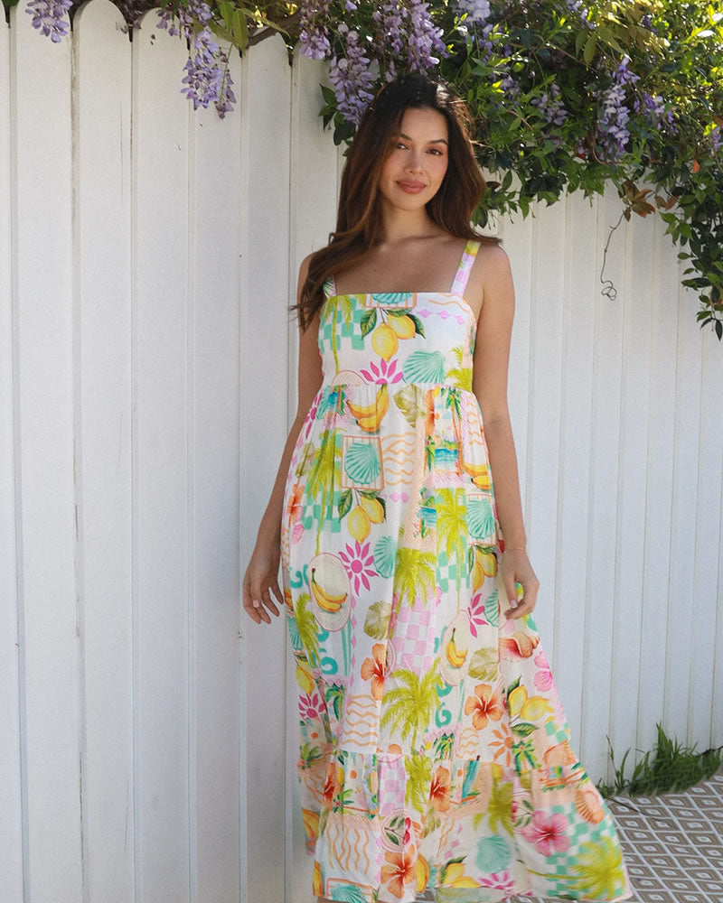 Salty Palm Esme Slip Maxi Dress Multi Print