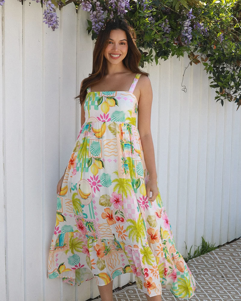 Salty Palm Esme Slip Maxi Dress Multi Print