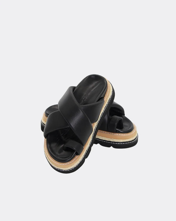  Human Shoes Rule Chunky Leather Platform Slides