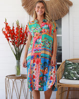 Peacock Feather Lindy Shirt Dress Multi Print