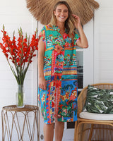 Peacock Feather Lindy Shirt Dress Multi Print