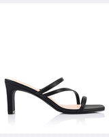Verali Ginny Black Strappy Shaved Block Heel Mules