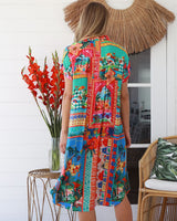 Peacock Feather Lindy Shirt Dress Multi Print