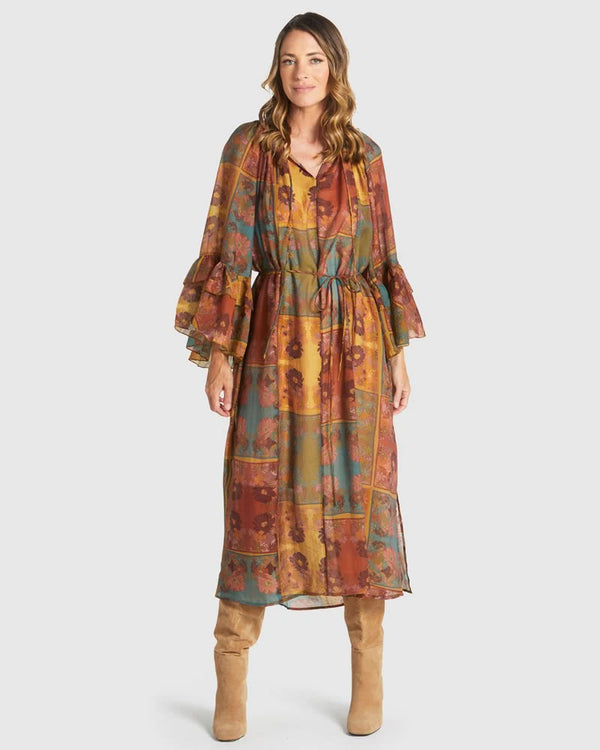 Fate + Becker Bohemian Midi Dress Nouveau Floral Green