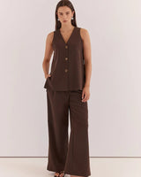 Sass Nevra Side Panel Vest Chocolate Brown