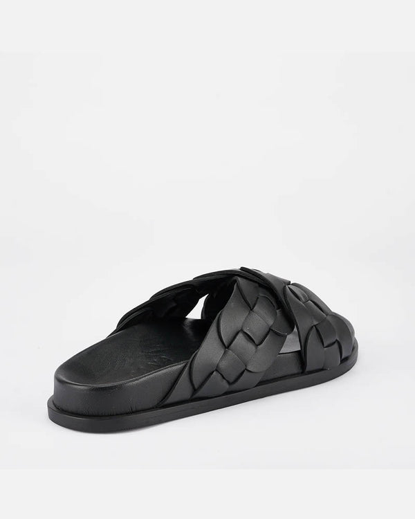  Sol Sana Santigold Black Leather Slides