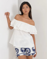 Adorne Serena Frill Top White