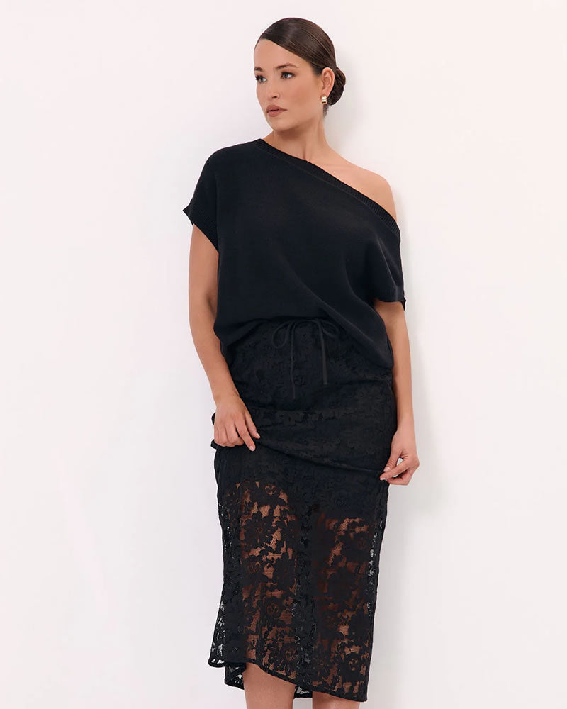 Adorne Mae Lace Midi Skirt