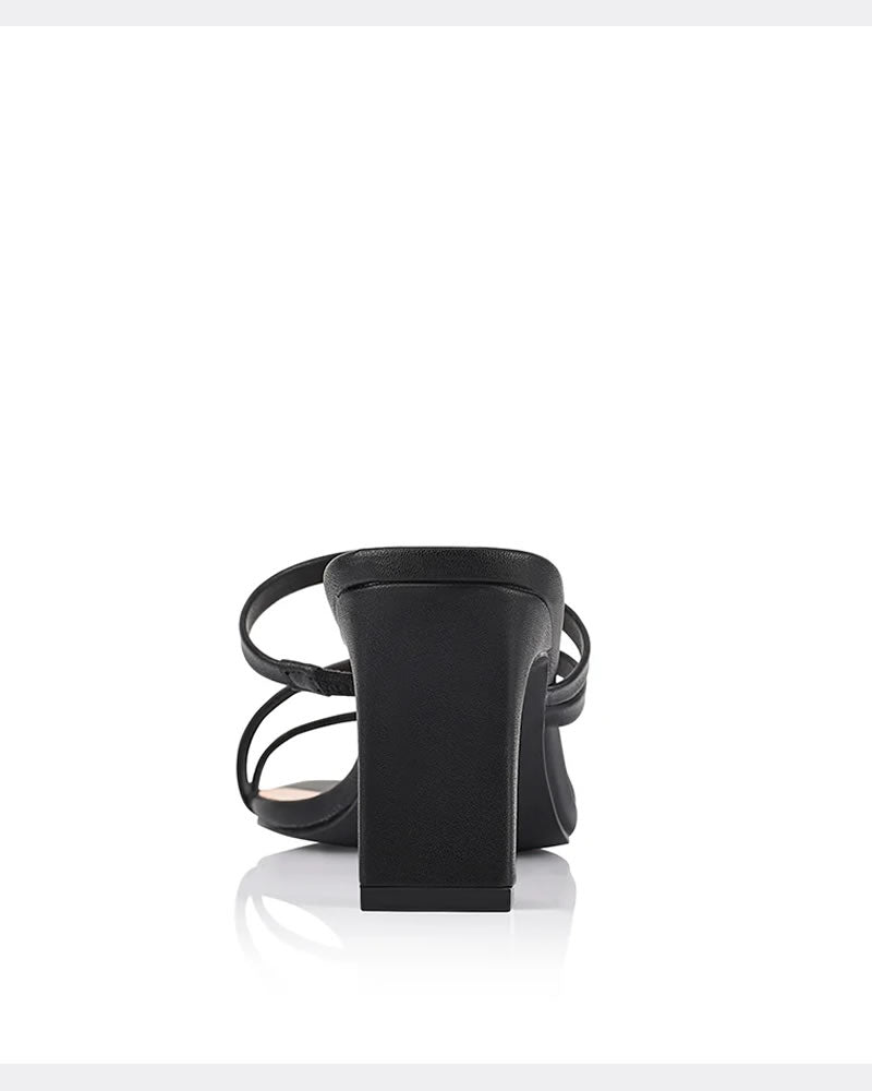 Verali Ginny Black Strappy Shaved Block Heel Mules