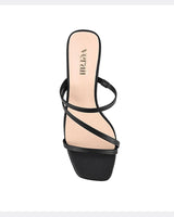 Verali Ginny Black Strappy Shaved Block Heel Mules