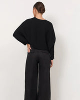 Adorne Avalon Wide Leg Linen Pants Black