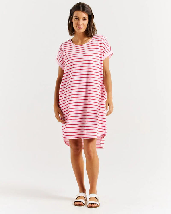  Betty Basics Maxine T-Shirt Dress Cherry Blossom Stripe