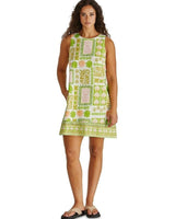 Sass Emmett Mini  Shift Dress Green Shell Patchwork