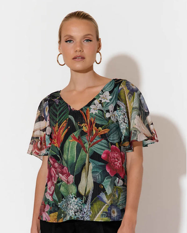  Adorne Theo Flutter Sleeve Blouse Floral