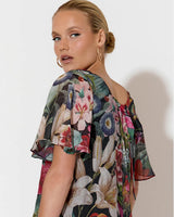 Adorne Theo Flutter Sleeve Blouse Floral