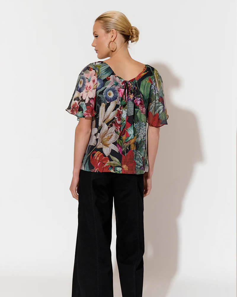 Adorne Theo Flutter Sleeve Blouse Floral