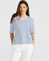 Betty Basics Naomi Navy Stripe Short Sleeve Tee