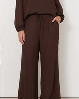 Adorne Asani Wide Leg Pants Chocolate