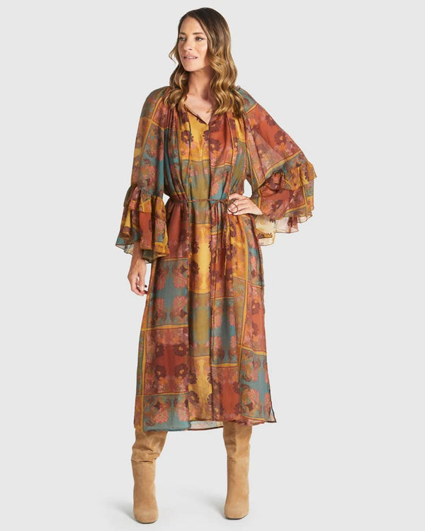  Fate + Becker Bohemian Midi Dress Nouveau Floral Green