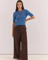 Sass Natalie Wide Leg Trousers Chocolate Brown