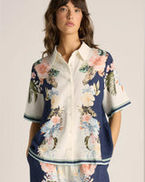 Fate + Becker Solara Placement Print Collared Shirt Navy Print
