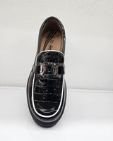 Just Bee Channa Patent/Croc Combo Chunky Loafers