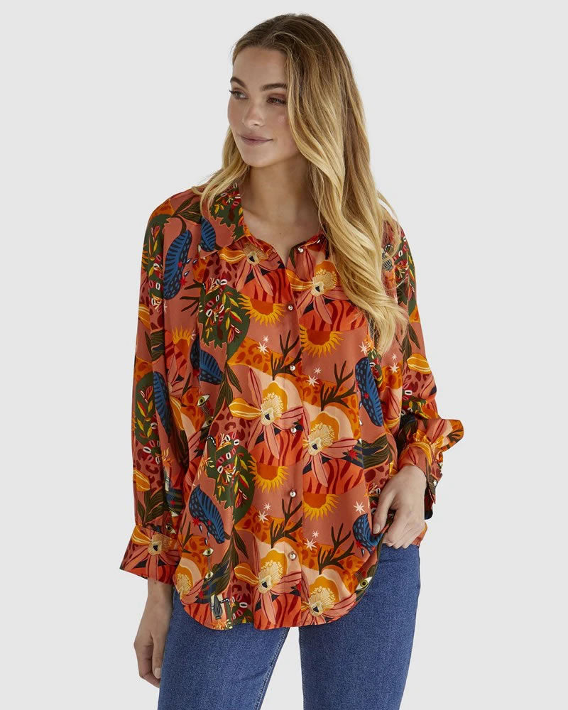 Sass Zelda Long Sleeve Top Desert Print