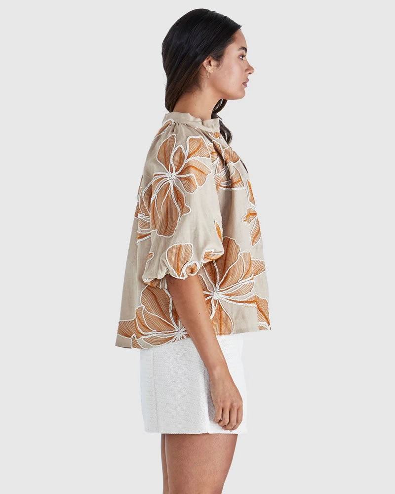 Sass Finley Short Sleeve Embroided Top