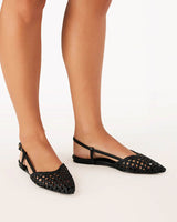 Billini Alexandra Black Woven Sling Back Flats