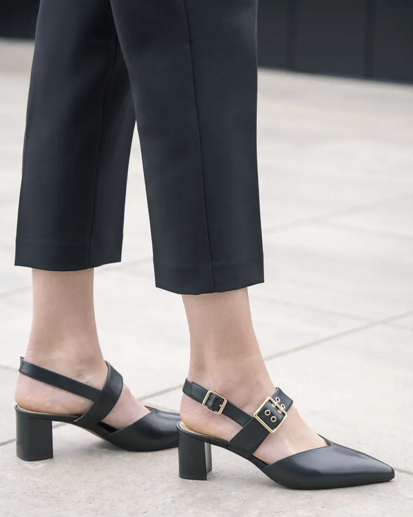  Florsheim Adriana Black Leather Slingback Heels