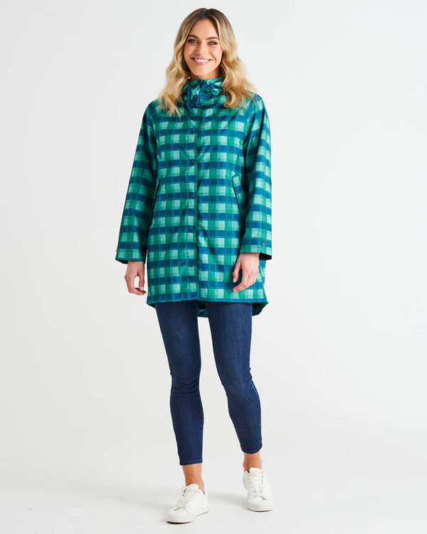  Betty Basics Rosie Relaxed Waterproof Raincoat Green/Blue Tarten