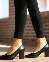 Florsheim Monique Black Block Heel Leather Pumps