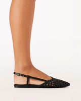 Billini Alexandra Black Woven Sling Back Flats