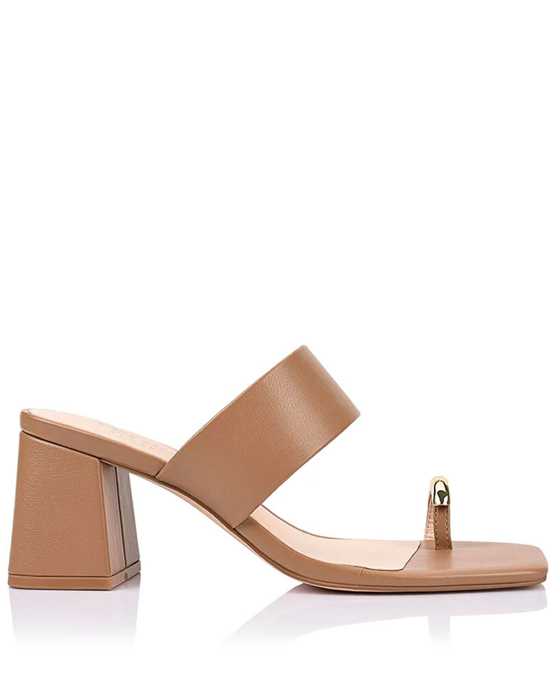 Verali Stassie Dark Camel Block Heel Mules