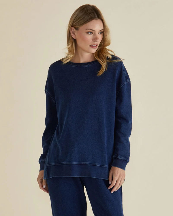  Betty Basics Easy Crew Sweat Indigo Wash Blue