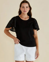 Betty Basics Lottie Embroidered Tee