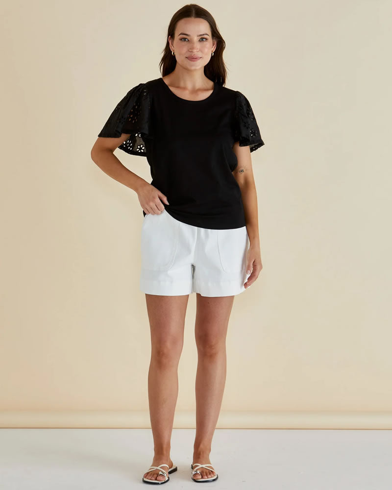 Betty Basics Lottie Embroidered Tee
