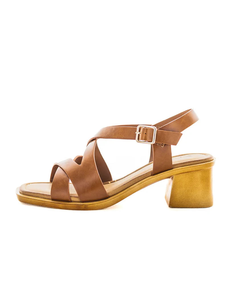 Wilde Shoes Simra Tan Strappy Block Heels