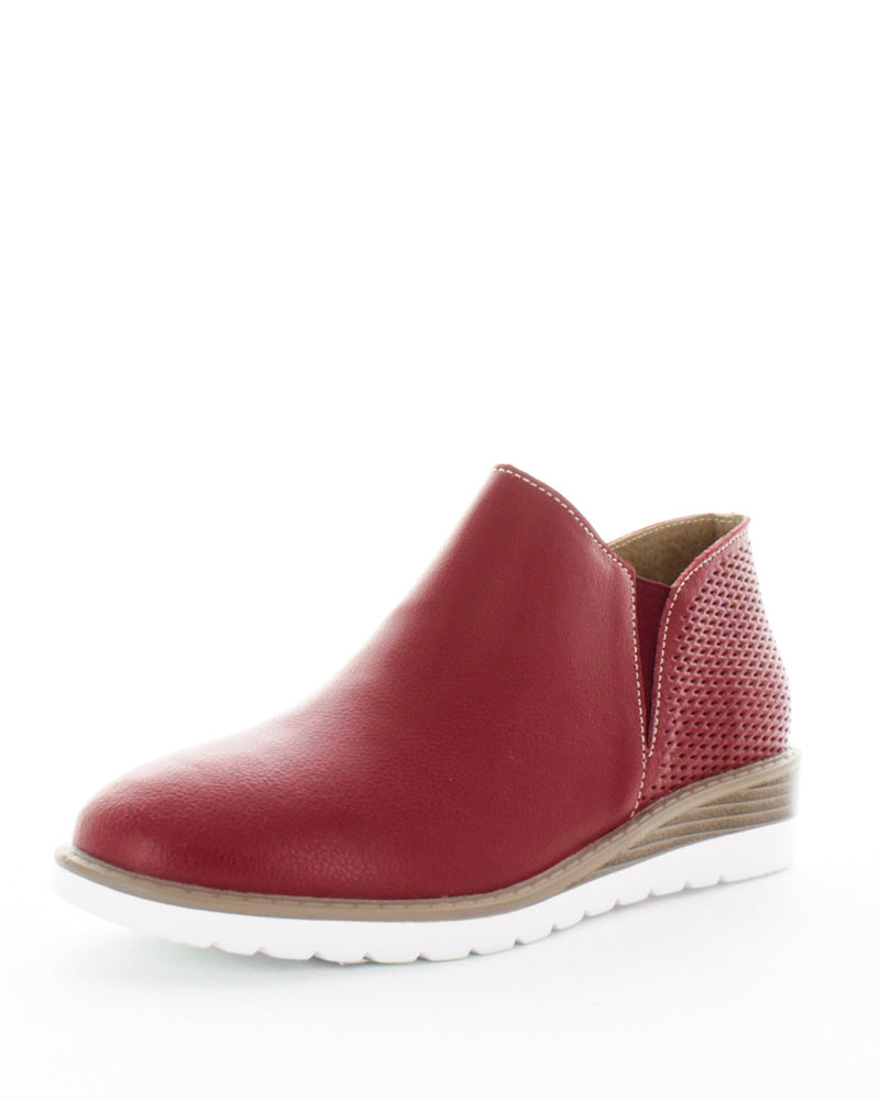 Just Bee Carmine Red Leather Ankle Boots